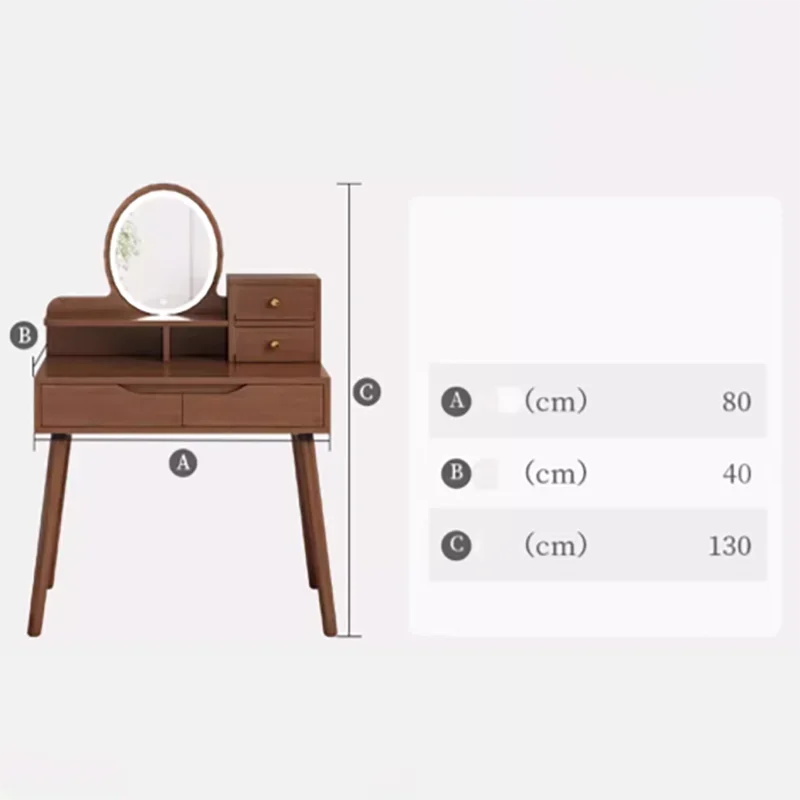 Luxury Wooden Vanity Table Premium Drawer Modern Makeup Vanity Table Simple Round Mirror Tocadores Maquillaje Home Furniture