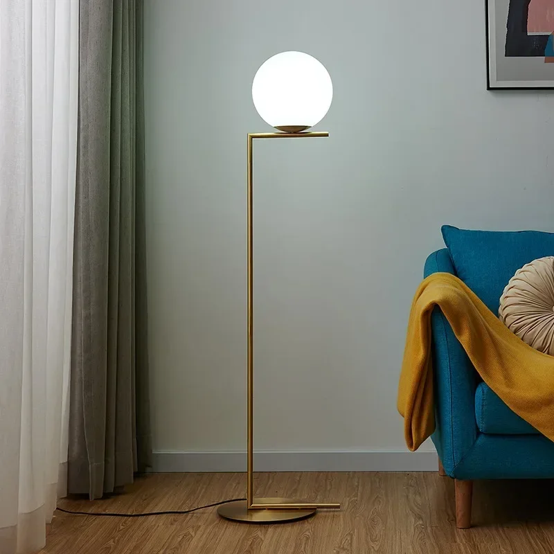 High Quality Copper Floor Lamp With Glass Ball  E27 Light Bulb