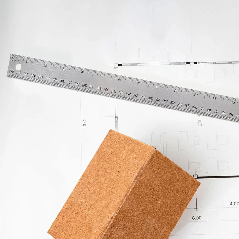 3pcs-convenient-cork-backing-ruler-stainless-steel-dual-scale-centimeters-inches-non-slip-surface-for-students-teachers-artists