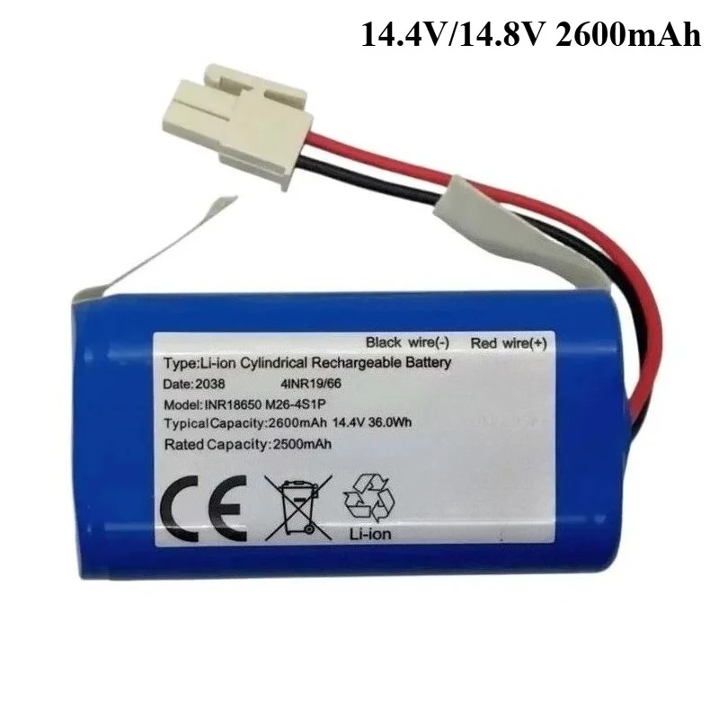 Akumulator litowy 14,4 V/14,8 V 2600 mAh kompatybilny z odkurzaczami automatycznymi ILIFE A4 A4s V7 A6 A9 V7s Plus, konfiguracja 18650-4S1P