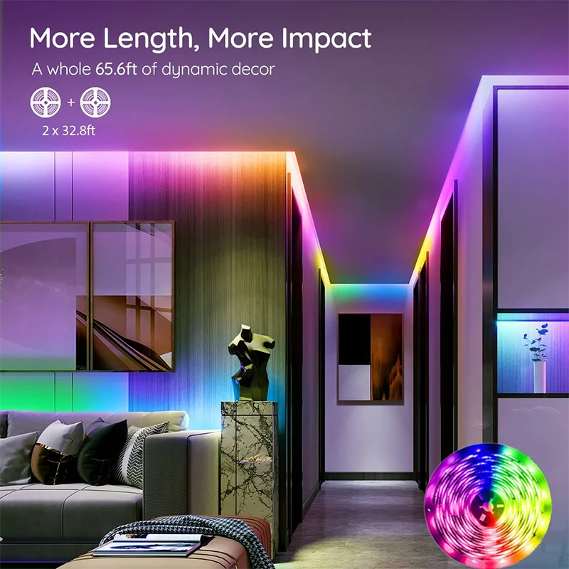 RGBIC LED Strip Smart Lighting TUYA LED Strip Lights RGB WIFI Flexible Tape Work with Alexa and Google Assistant Home Decor