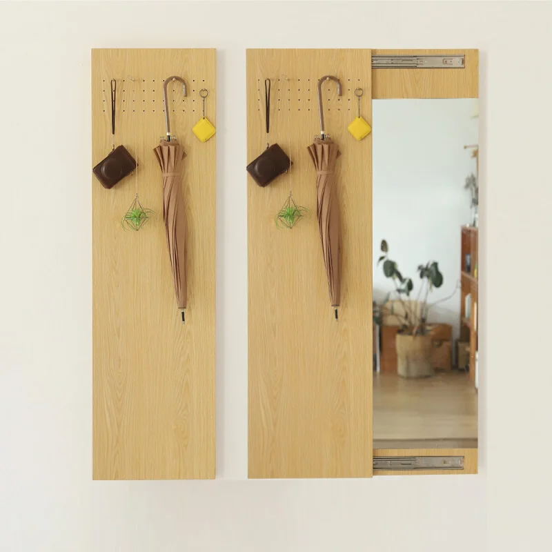 

Nordic full-body mirror hole plate hidden push-pull mirror full-length mirror bedroom porch blocking invisible wall-mounted
