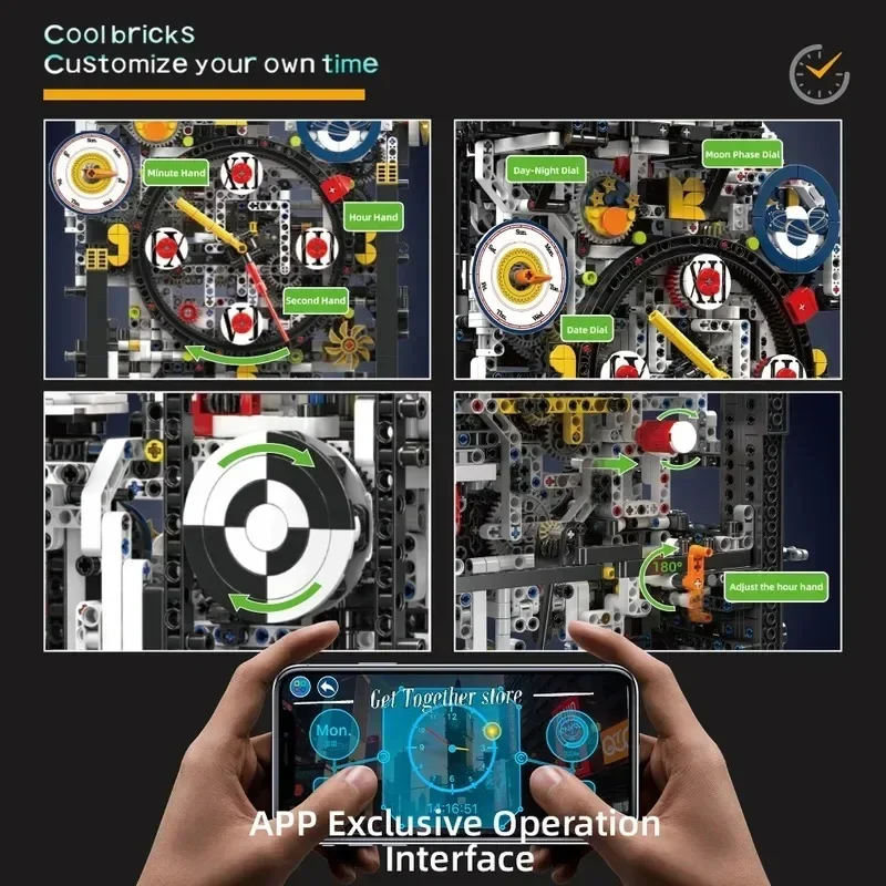  Mould King 10159 Technical Clock Toys Motorized Cyberpunk Clock Building Block Assembly Time Caculator Brick Creative Toy Gift view 6
