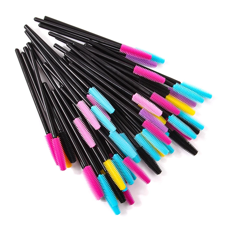 50 pz Mascara In Silicone Bacchette Applicatore Spazzole Per Ciglia Usa E Getta Pettine Pennello Per Trucco di Bellezza Per Le Donne Strumenti di Estensione Delle Ciglia