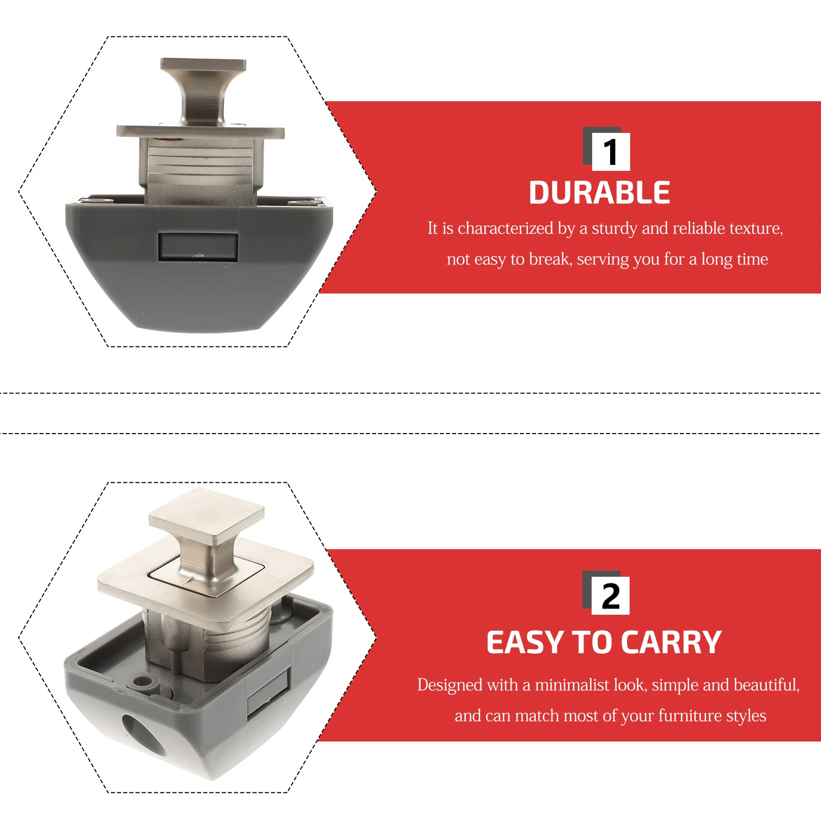 

Push Button Latch Zinc Alloy Keyless Cabinet Cupboard Drawer Lock Simple Durable For Furniture Door Yacht Van Reliable