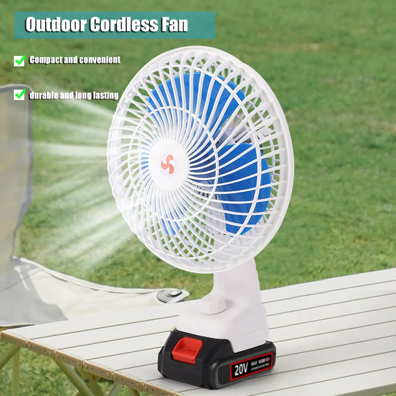 Camping Fan 8 Inches Wireless Outdoor Fishing Desktop Portable Metal Fan Strong Wind Fan Fit Makita 18V Battery