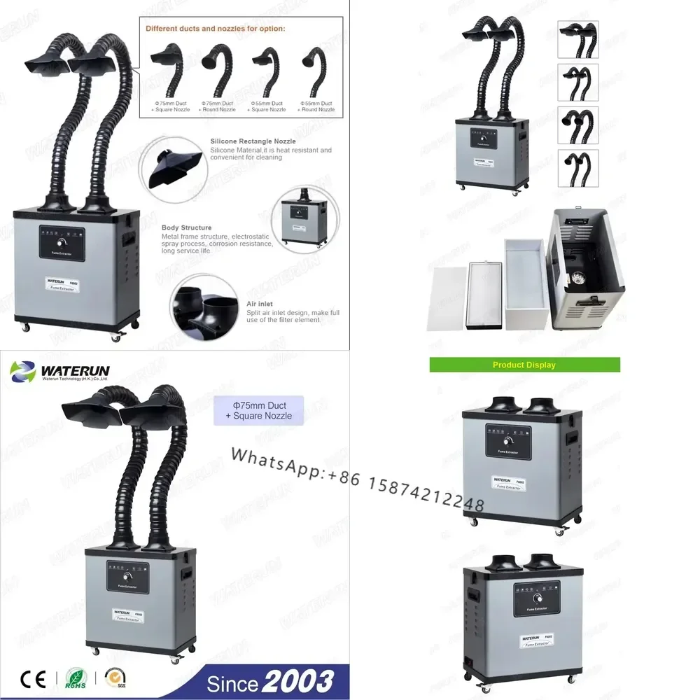 

Hot Selling 200W air Purification Absorber Equipment Solder Exhaust Fume Extractor with 2 Ducts