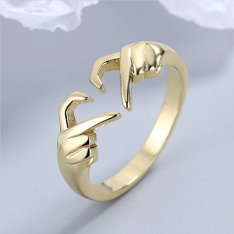 Huitan Finger Form Design Ring weibliche Mode Frauen einfache Low-Key-Accessoires für den Alltag Metallic Schmuck Drop Shipping