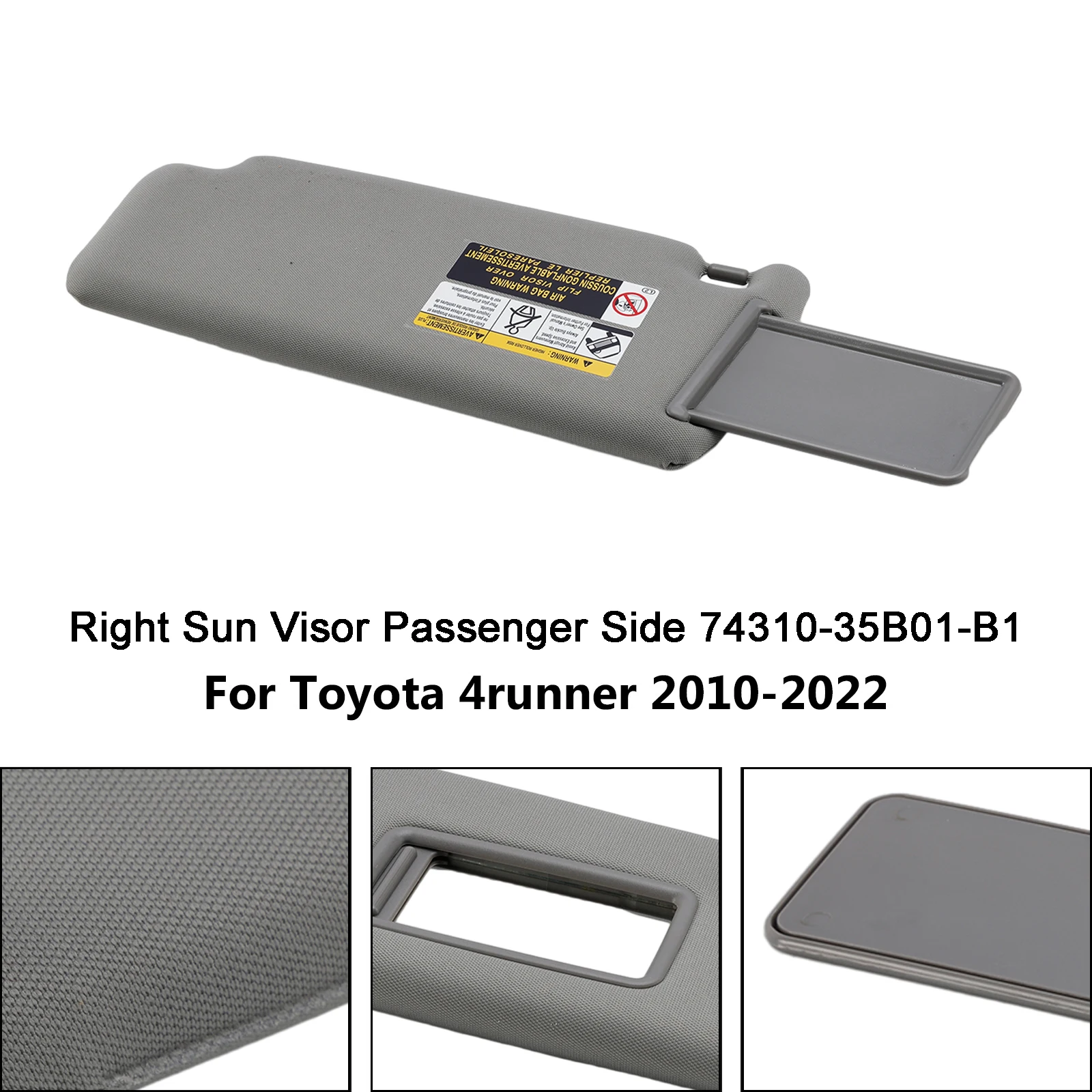 Artudatech Right Sun Visor Passenger 74310-35B01 Gray For Toyota 4runner 2010-2021 2022