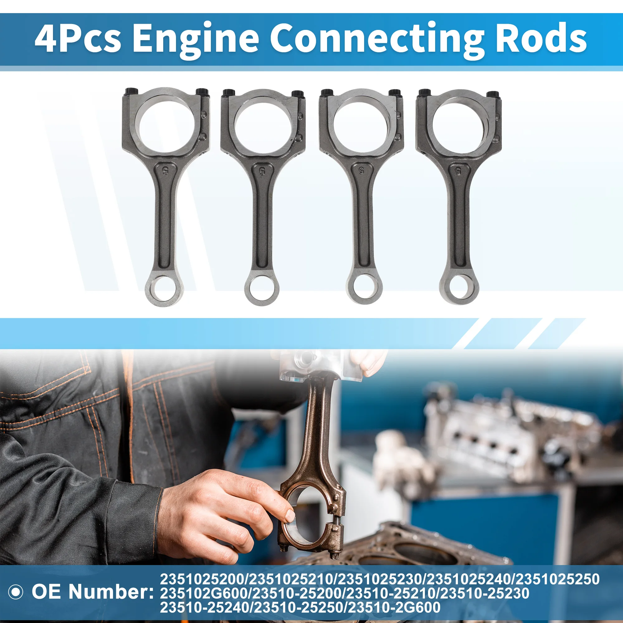 

UXCELL 4 Pcs Engine Connecting Rod for Kia Optima 2008-2010 No.2351025200