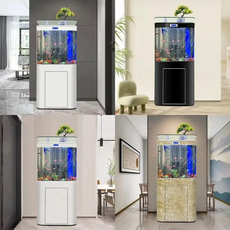 Household New Fish Tank Living Room Integrated Small Medium Water Free Vertical Glass Aquarium Bottom Filter