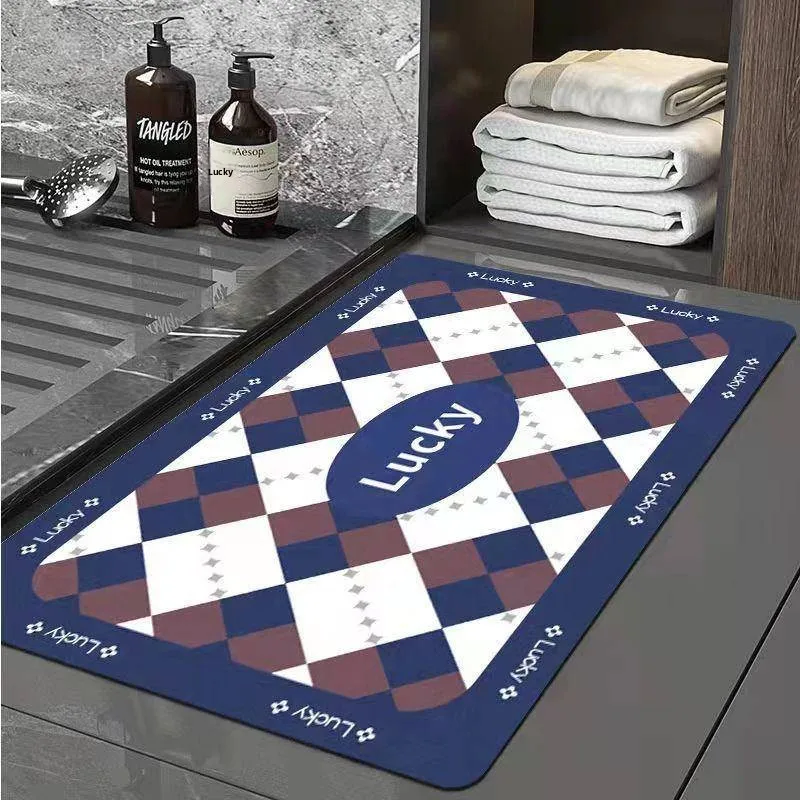 

Quick Dry Anti Slip Bathroom Entrance Door Mat Silicon Dinosaur Pattern Natural Rubber Home Decor Modern Style Floor Mat
