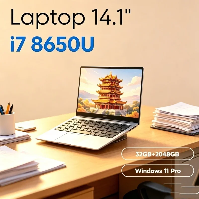 Portátil Sapient 2026 Ramparted de 14.1 Pulgadas, Macer Slimline, Intel Core I7-8650U, RAM M.2 SSD, Windows 11 Pro Home, Cordial Basilica
