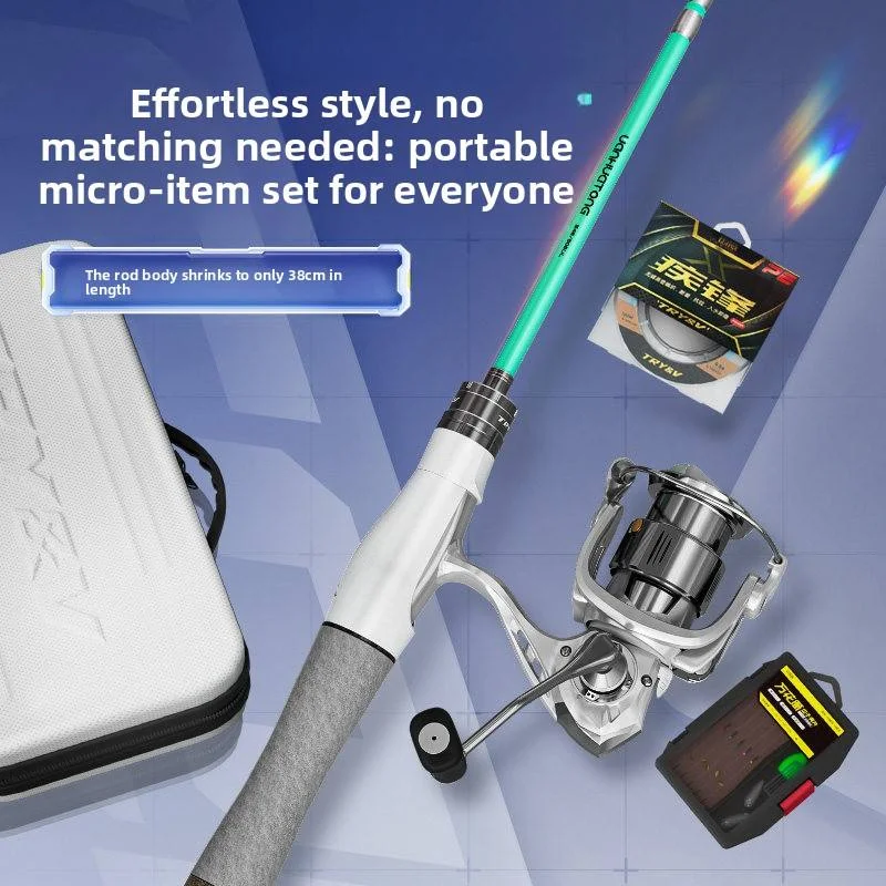 

TRY&V Kaleido Ultralight Spinning Rod 30+24T Carbon Portable Trout Pole 5:2:1 Gear Ratio 168g Solid Tip Micro Lure Fishing Rod