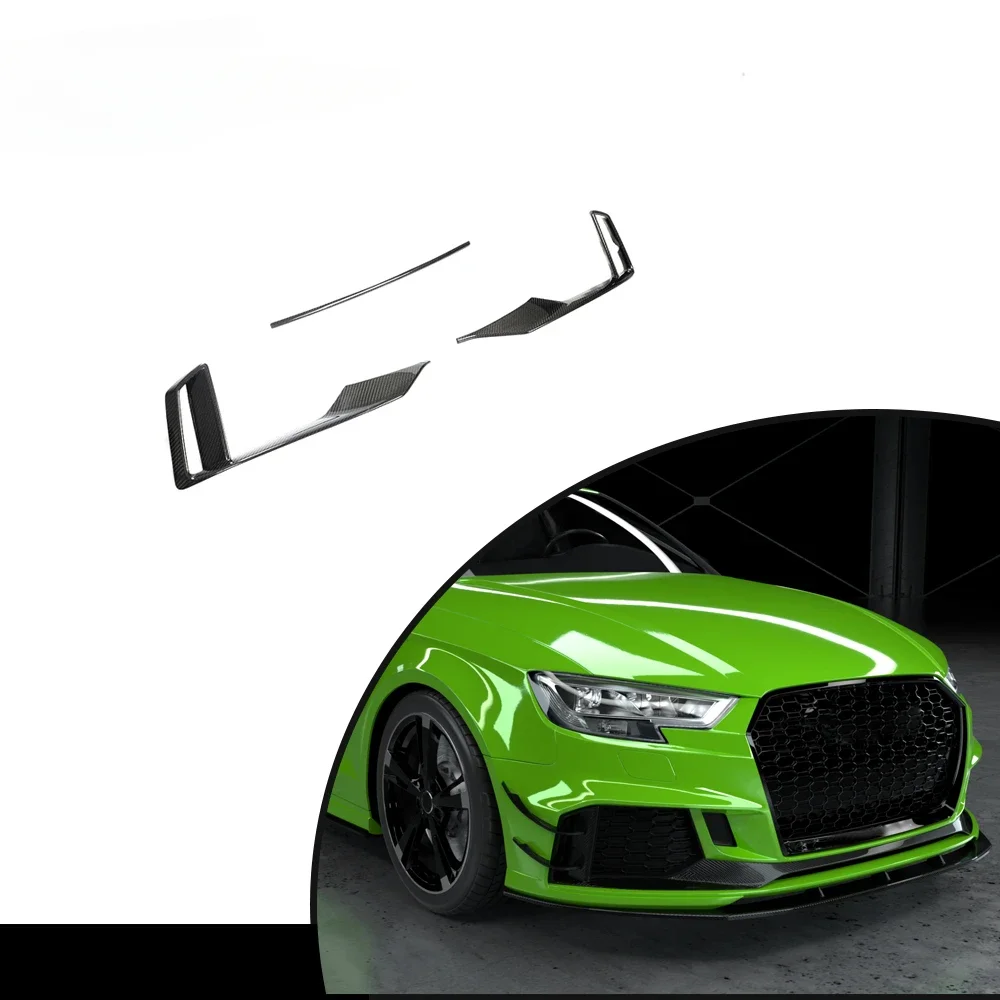 Carbon Fiber Front Bumper Scoop Trims for AUDI RS3 Base Sedan 2.5L 2480CC 2017-2019