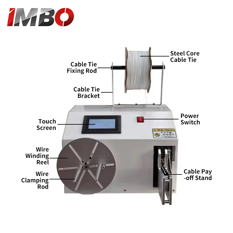 Multifunctionele automatische kabelwikkel- en bindmachine 5-30 mm bundel touchscreen voor USB/HDMI/stroomkabels, ronde/lange/8-vormige binders