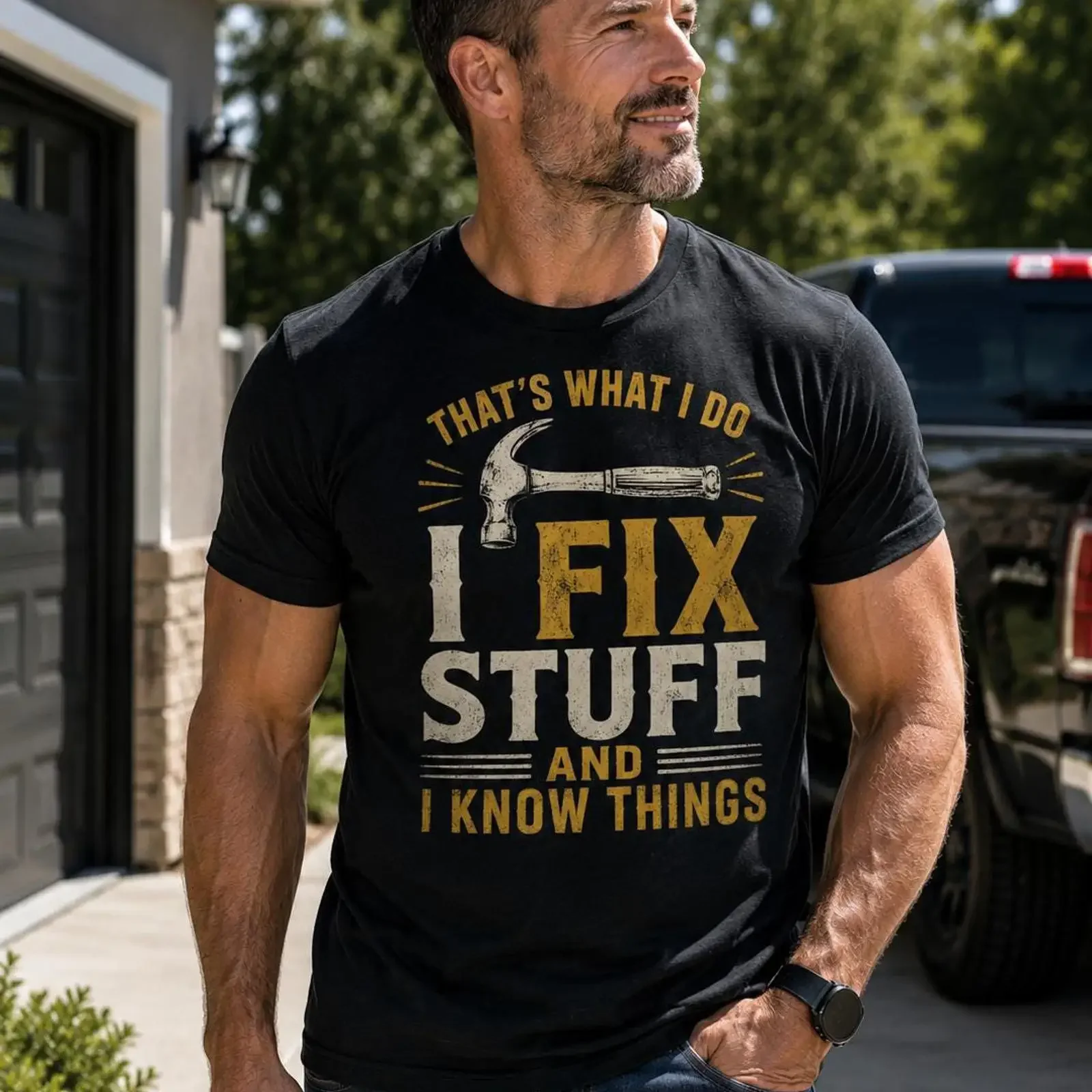 T-shirt « I Fix Stuff and Know Things » vintage, délavé, confortable, streetwear, graphique extensible, légèrement tendance, vêtements de créateur