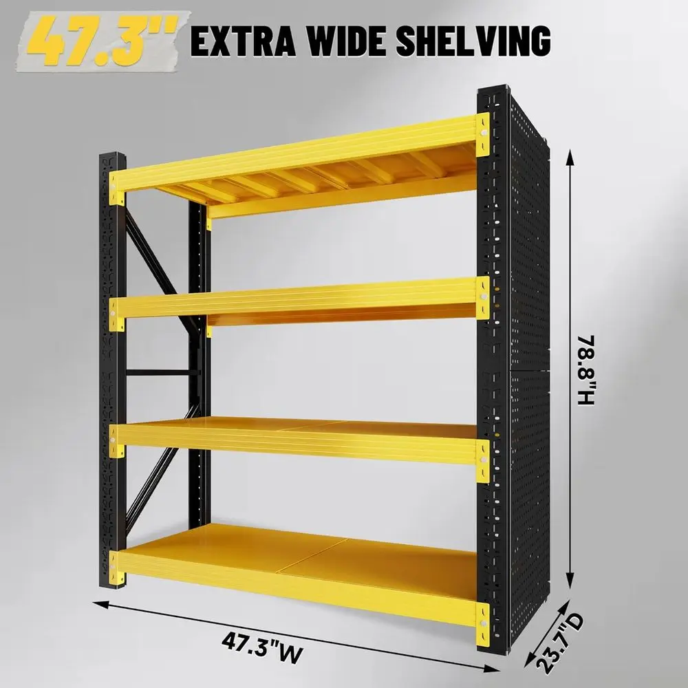48 Wide Heavy-Duty 4-Tier Adjustable Metal Shelving System for Garage, Workshop, and Storage - view 2
