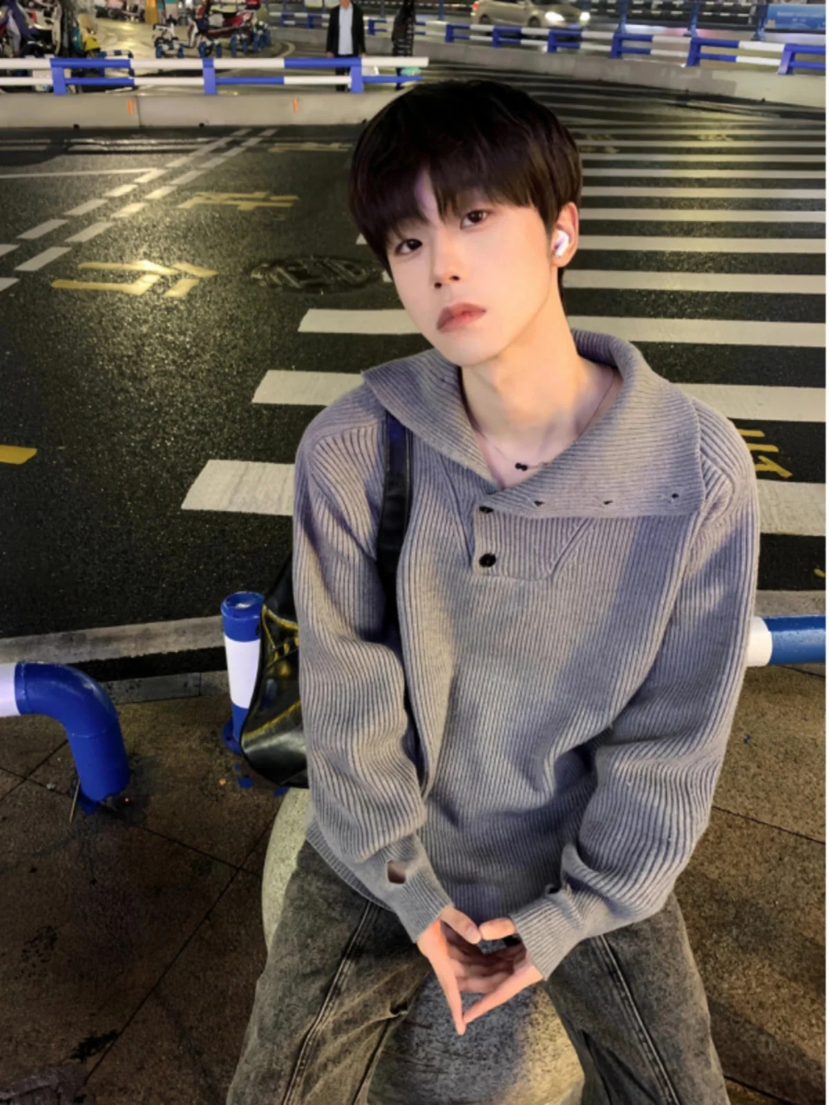 

Серый свитер с высоким воротником для мужчин, повседневный стиль, зимняя мода, брендовый, вязаный топ свободного кроя для подростков, полиэстер