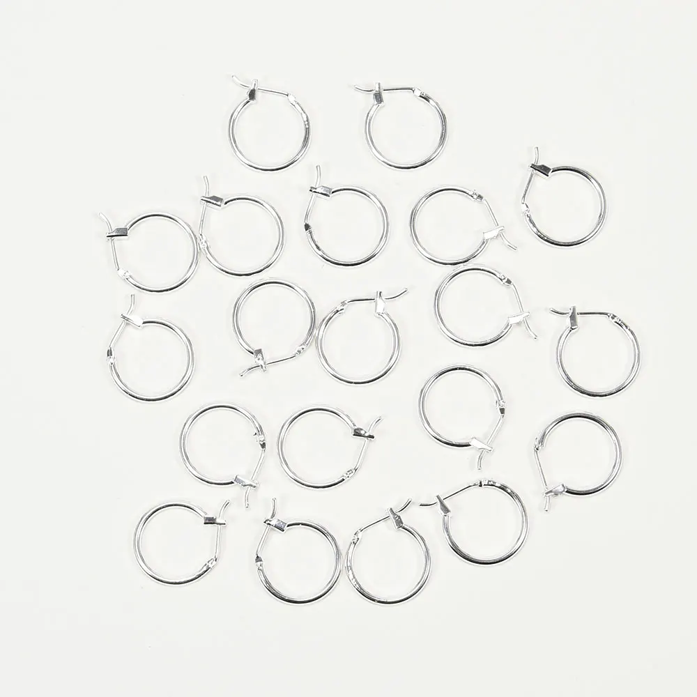 APDGG 20 Pcs 16mm 925 Silver Plated Copper Circle Earrings Hook For Pearl Earring Making DIY Craft Accessories