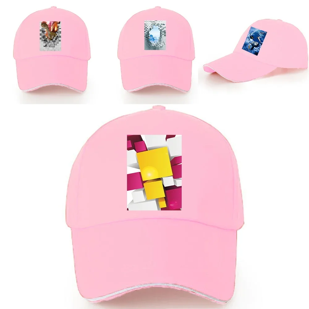 

Baseball Cap Hip Hop Adjustable Hat 3D Pattern Series Girls Sport Golf Tennis Caps Bundle Hair Tie High Messy Ponycap