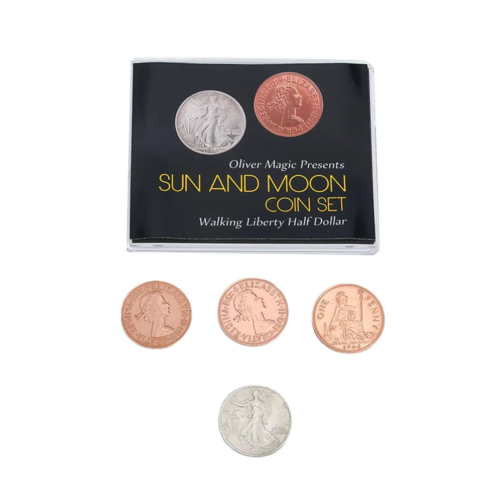 

Sun and Moon Coin Set (Walking Liberty Half Dollar) by Oliver Magic Coin Magic Tricks Magia Magie Magicians Prop Gimmick