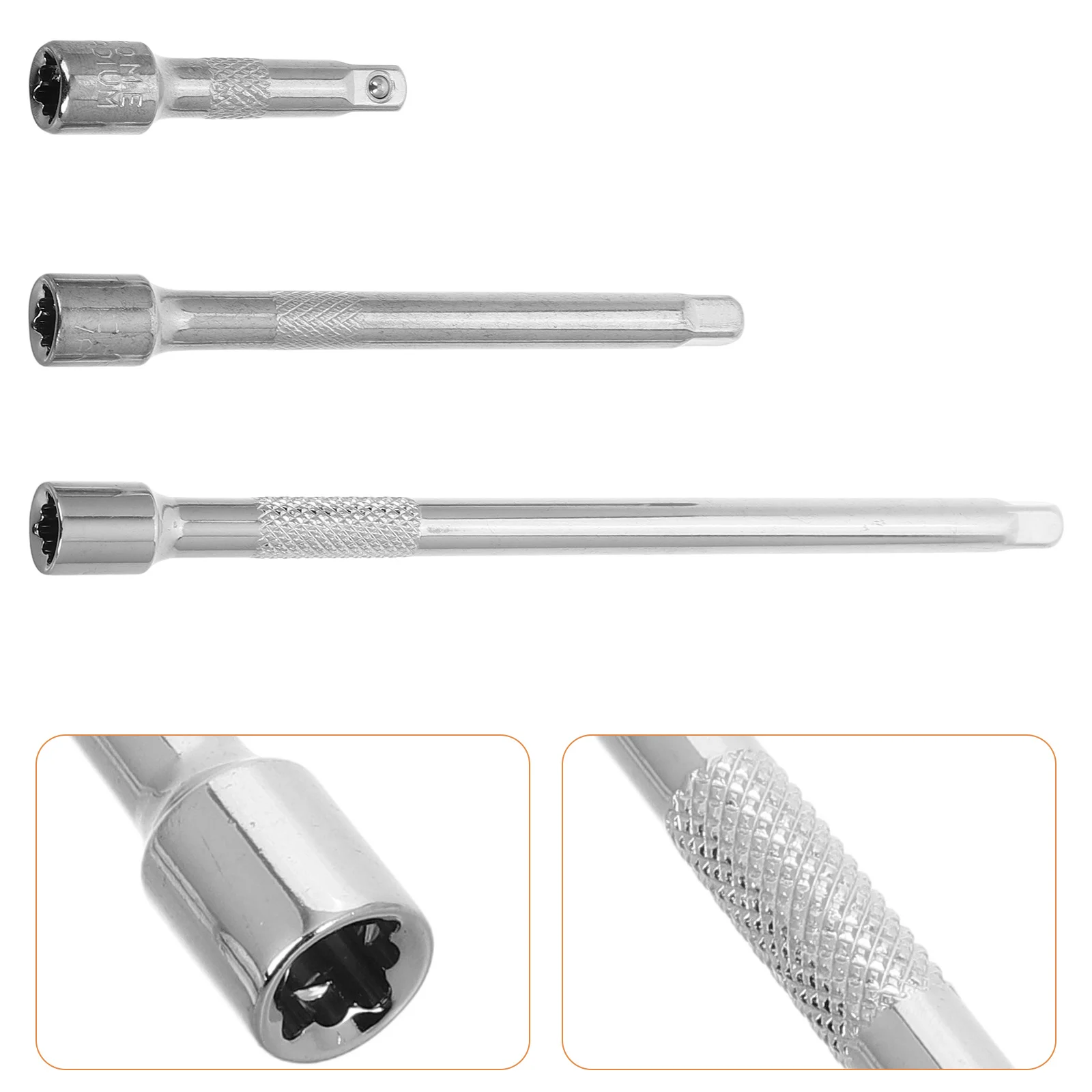 

3pcs Socket Extension Bar Set Chrome Vanadium Steel For Tight Spaces Durable Tool Accessory Swivel Extension Set Hand Tools