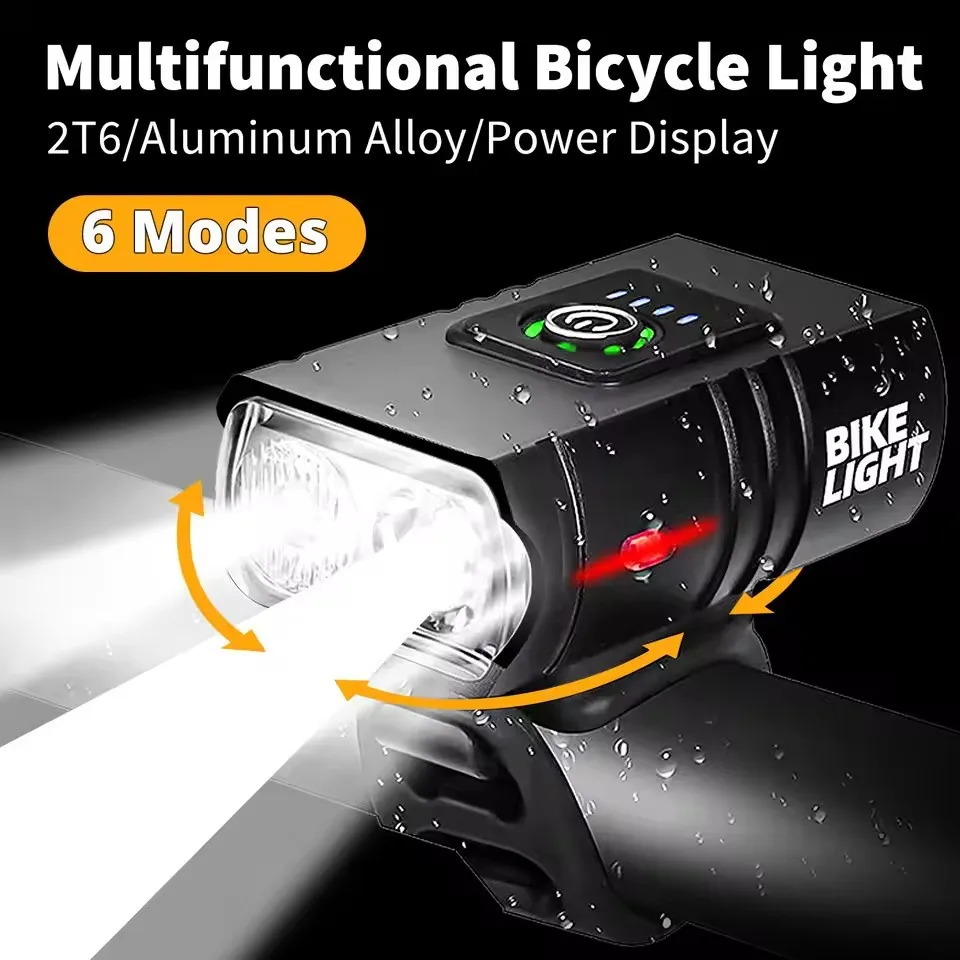 

Bicycle headlight charge display, headlights for high and low beams, mountain bike charging, headlights and taillights