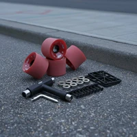 Longboard Wheel Set High Rebound Skateboard Wheels and Bearings Longboard Wheel Kit Shock Absorption Sports Gear Even Rolling 6