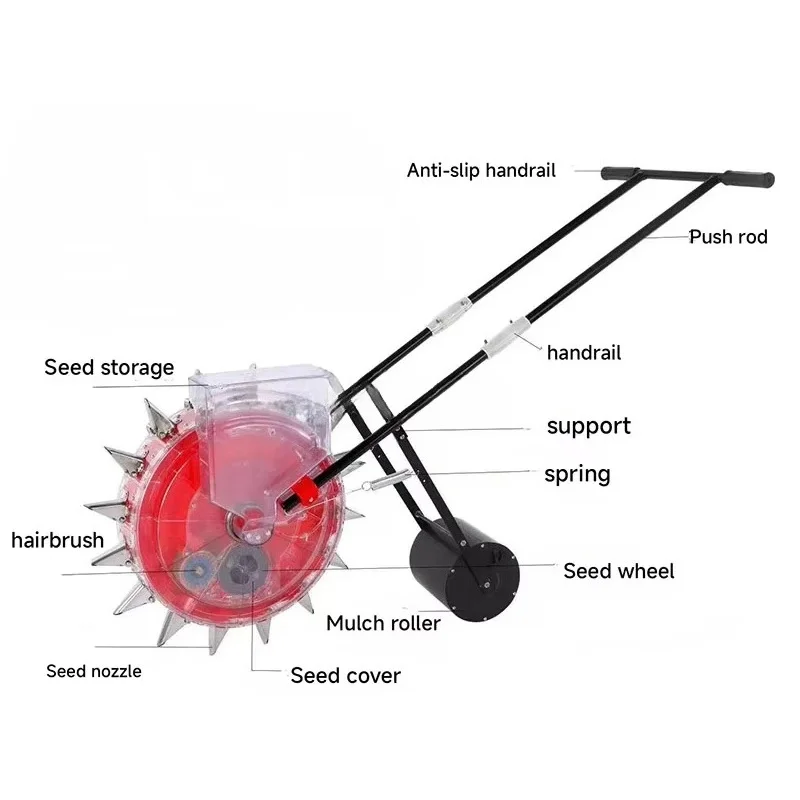 High Quality Hand-push 12-Tooth Seeder, Farm Corn & Rice Planter with 1-Year Warranty, Factory Direct Price