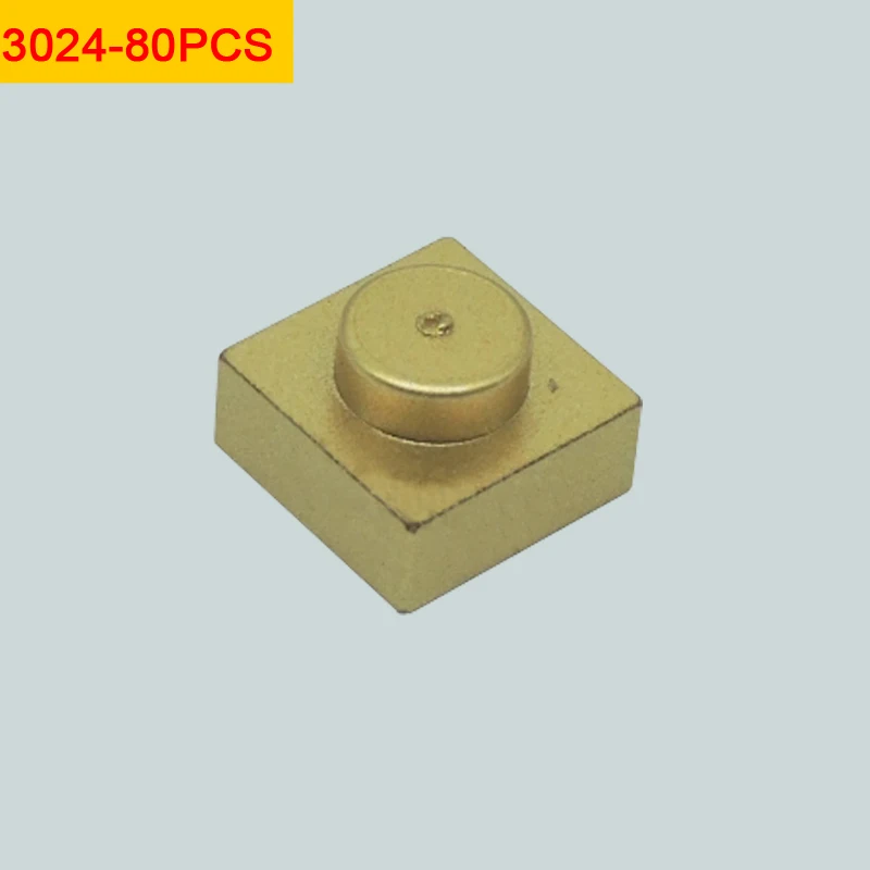 3024/3023/4073/98138/3070/3069/26047/3022/15573/3623/3710/2420/ Golden Brick Building Blocks MOC Construction Gold Toy Parts