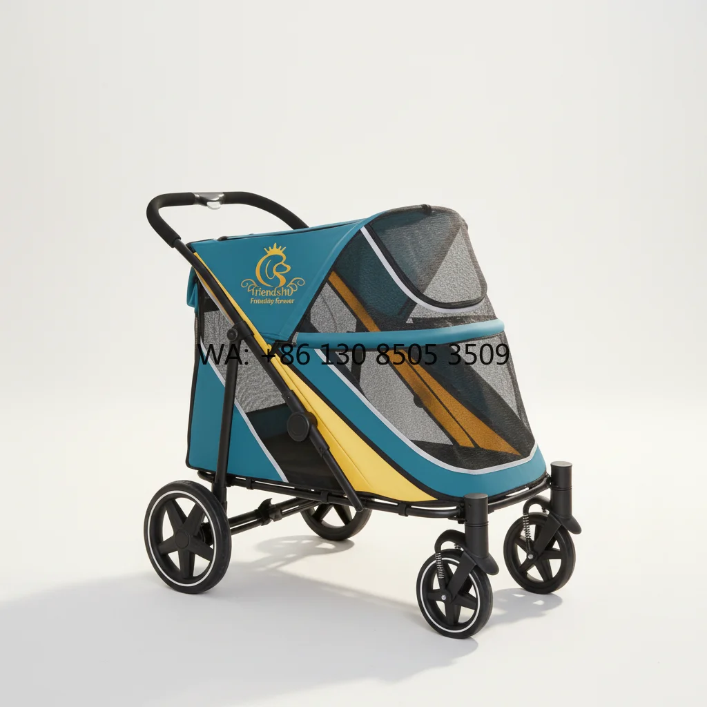 

Ultimate Convenience Pet Stroller One Hand Fold Quick Release Wheels Front Rear Access Washable Pad Dog Cat Stroller