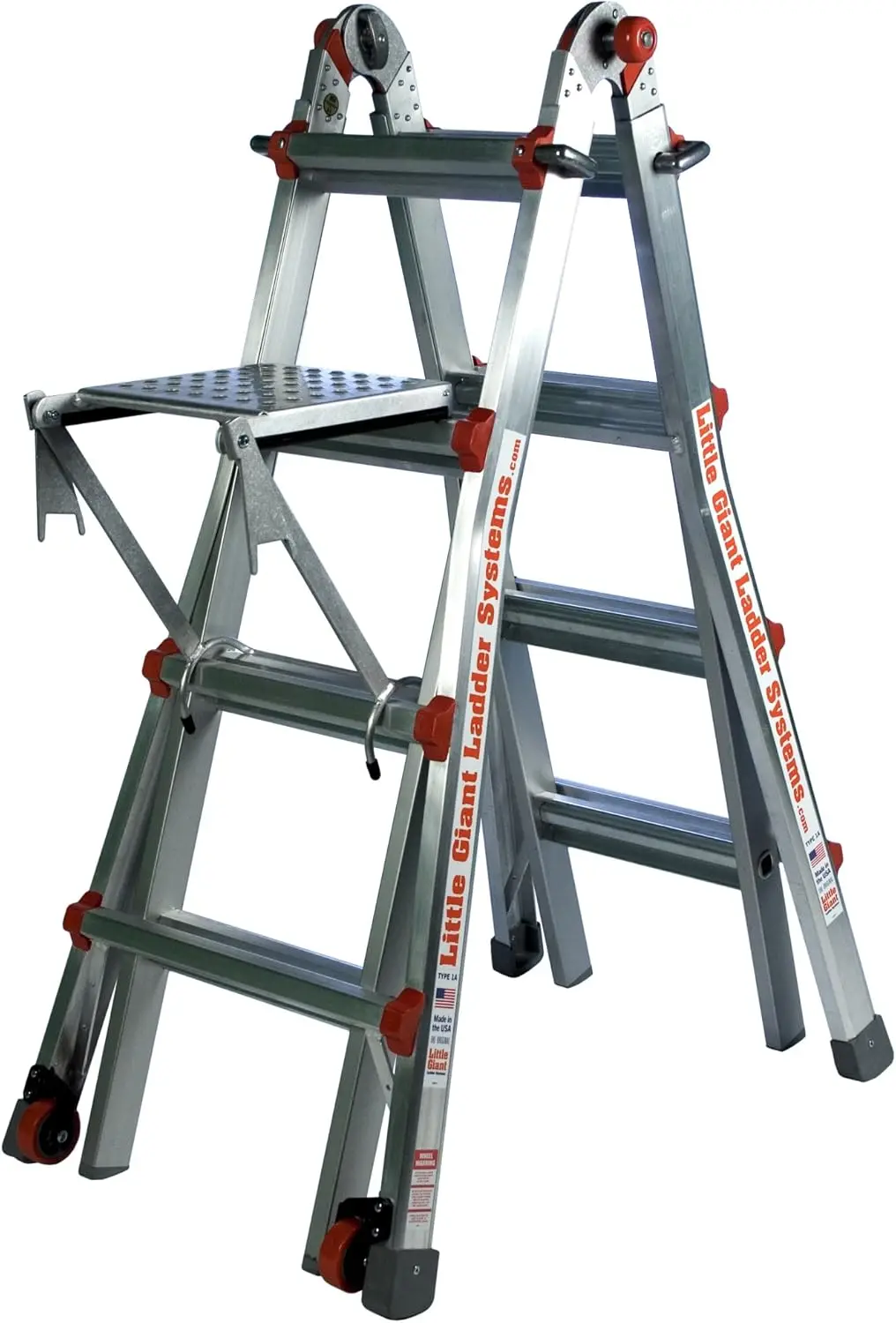 Little Giant Classic Sistema de escalera de servicio de 300 libras con plataforma de trabajo, 17 pies