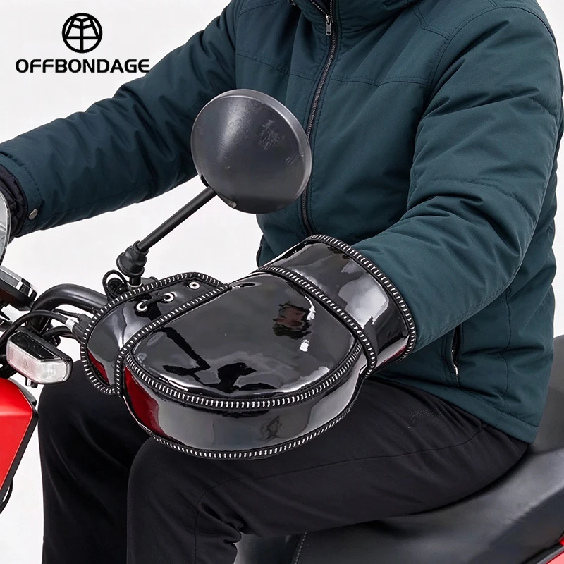 1 Pair Motorcycle Thick Warm Handlebar Waterproof Muff Grip Handle Bar Muff Riding Winter Warmer Thermal Protective Cover Gloves