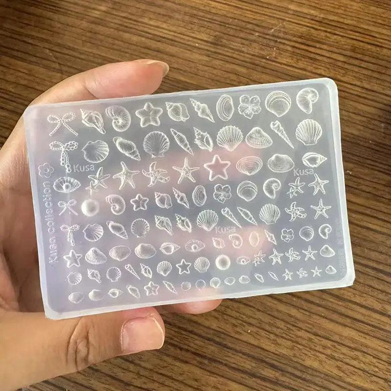 Silicone Nail Art Stamping Mold With Ocean Seashell Starfish Star Moon Bow Designs Durable For Home DIY Nail Salon Decoration