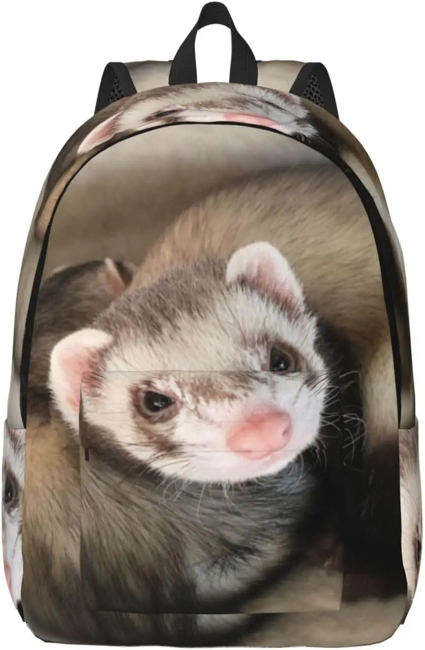 Cute Ferret Large Backpack Laptop Casual Travel Daypack Bag for Men Women Lightweight Camping Bag