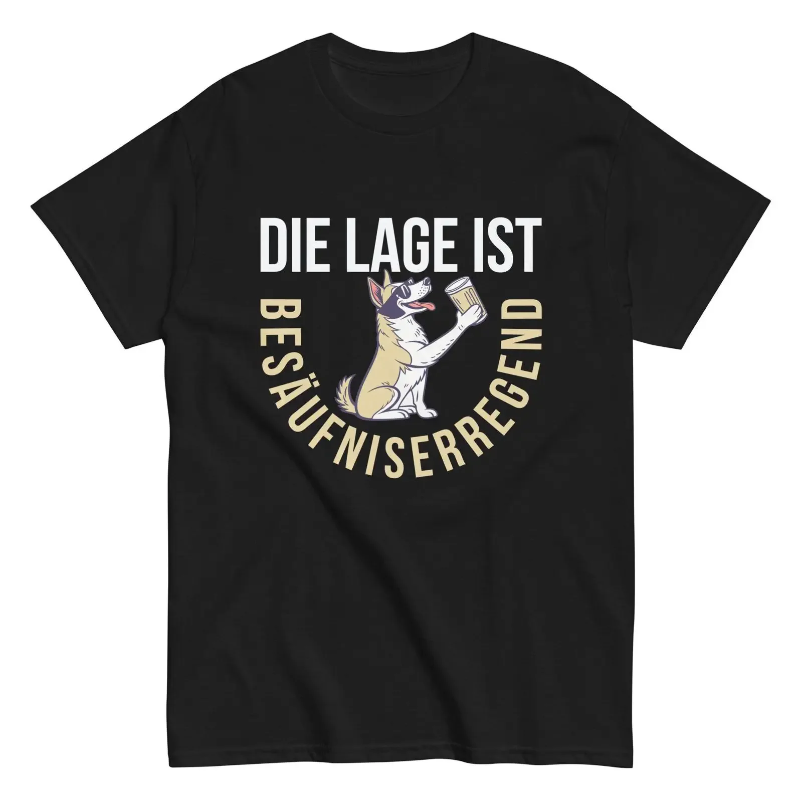 Camiseta divertida con estampado de Pastor Alemán bebiendo cerveza, eslogan 'Booze Worthy' para amantes de los perros, ropa de diseñador vintage lavada para hombre