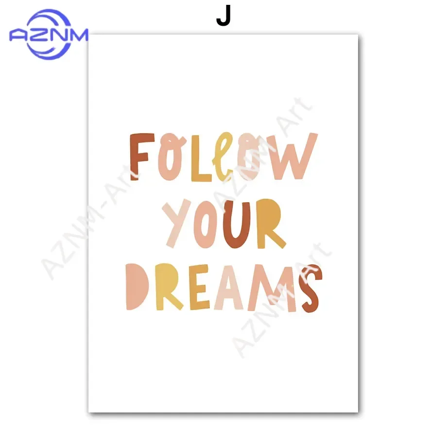1Pc/6Pcs Cartoon Sun Cloud Rainbow Dream Quotes Nursery Canvas Painting Wall Art Nordic Posters And Prints Wall Kids Room Decor