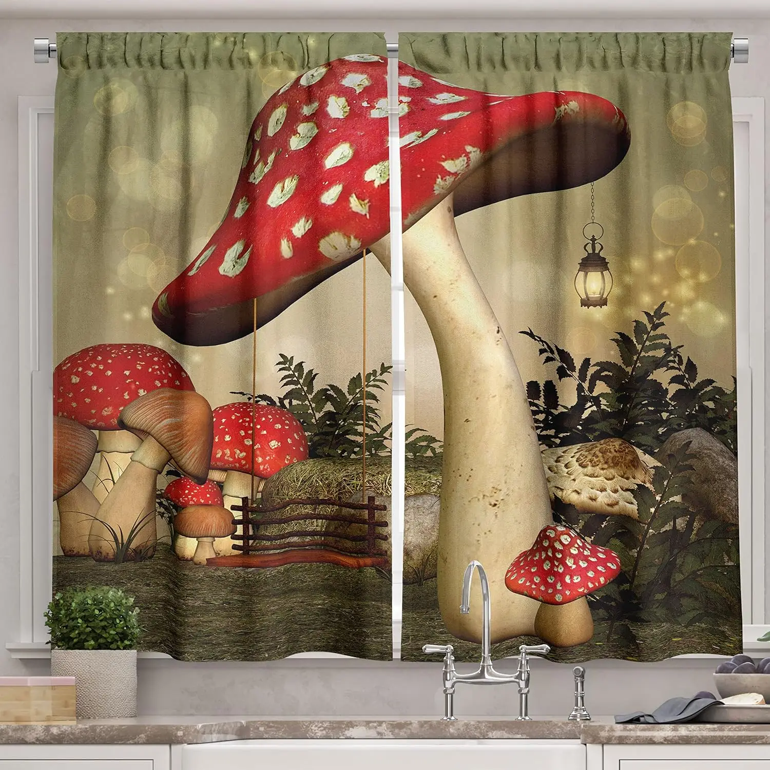 Coffee Kitchen Curtains,White Cups and Coffee Beans on Dark Backdrop with Letters Breakfast Art Image, Window Drapes 2 Panel Set