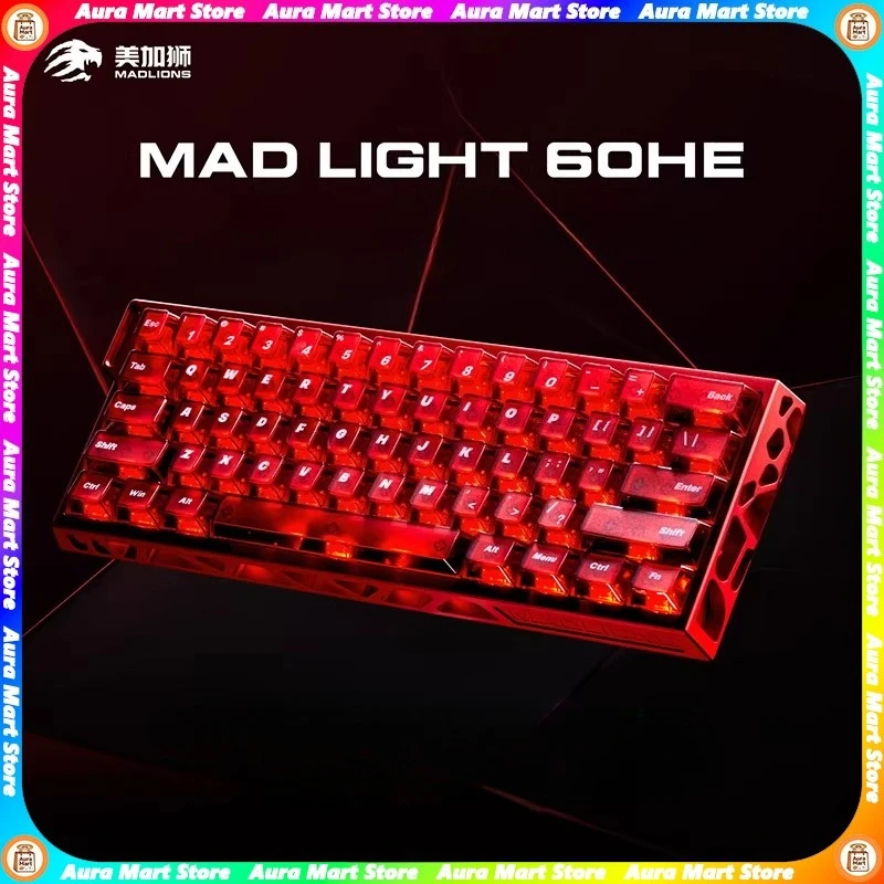 MADLIONS MAD Light 60 HE Magnetic Wired Macro Keyboard RGB 8000HZ 0.01mm RT Gaming Keyboard Aluminum Alloy Hollow  PCAccessories