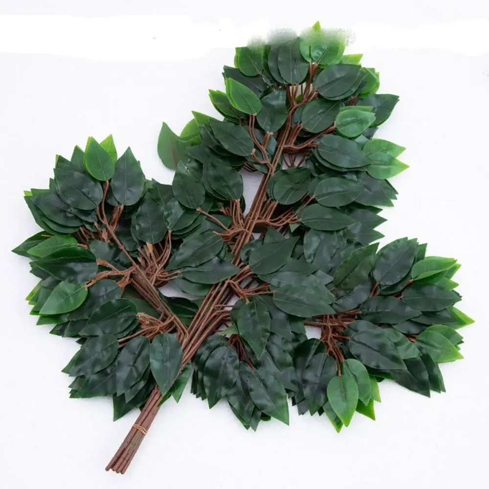 High Quality 10Styles Banyan Tree Leaves Green Color Fake Leaves Plastic Branches Home Decoration
