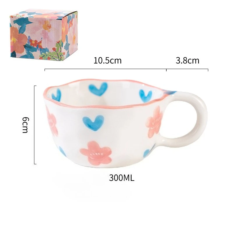 2025 New Sophistication Cute Girly Afternoon Tea Cups Cream-Colored High-Aesthetic Coffee Cup Hand-Pinched Irregular Ceramic Mug