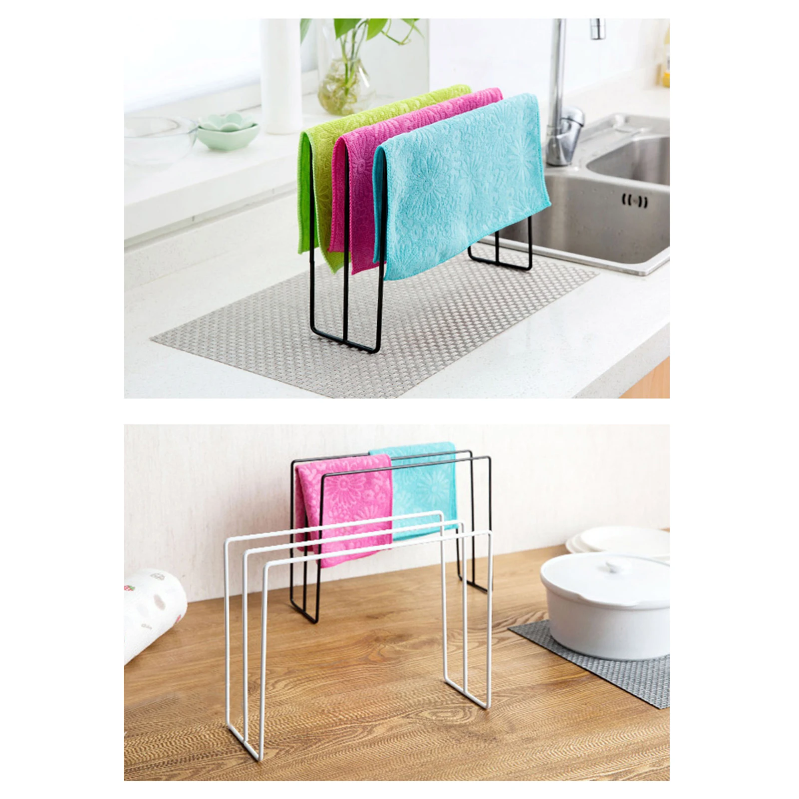 Iron Dishcloth Holder Kitchen Countertop Dishcloth Drying Rack Iron Dishcloth Towel Holder  Standing Dish Rag Storage Hanger