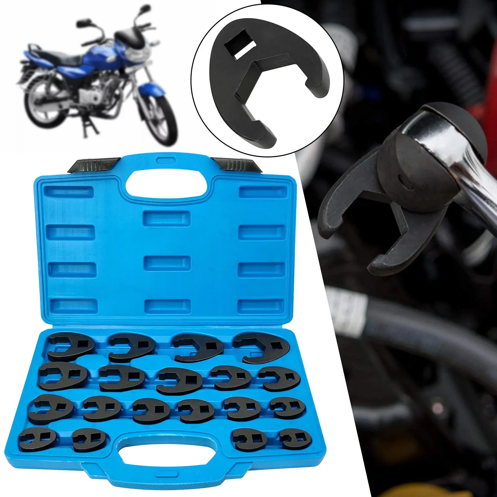 19Pcs 3/8 1/2 Drive Flare Nut Crowfoot Wrench Set 8 to 32 mm Cr-Mo Steel,Drive Crowfoot Flare Nut Wrench Set Storage Case