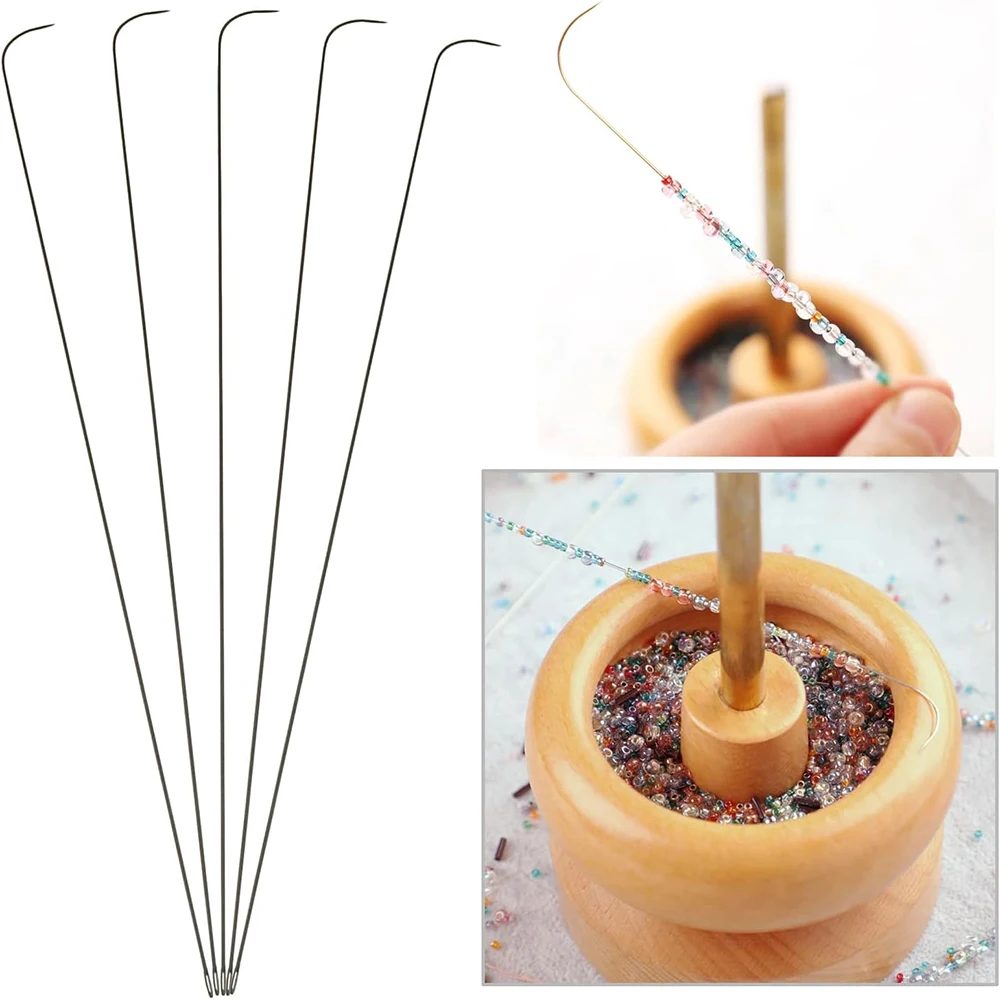 8PCS Big Eye Curved Beading Needles Bead Needles Large Eye Curved Bead Spinner Needles for String Seed Beads Jewelry Making