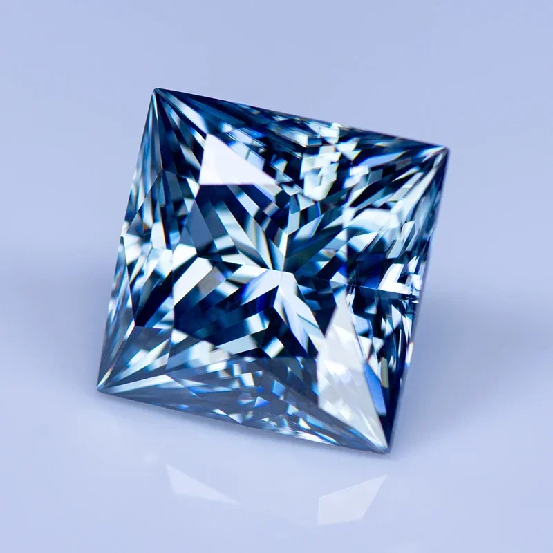 Moissanite หินสีหลัก Royal Blue Princess Cut อัญมณี Lab Grown เพชรผู้หญิง Charms เครื่องประดับทําใบรับรอง GRA