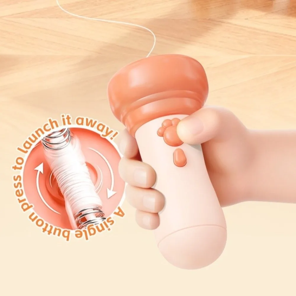 Teasing Stick Automatic Cat Teaser Wand Retractable Rope Flashlight Shape Electric Cat Teaser Interactive Pom-Pom Ball Gift