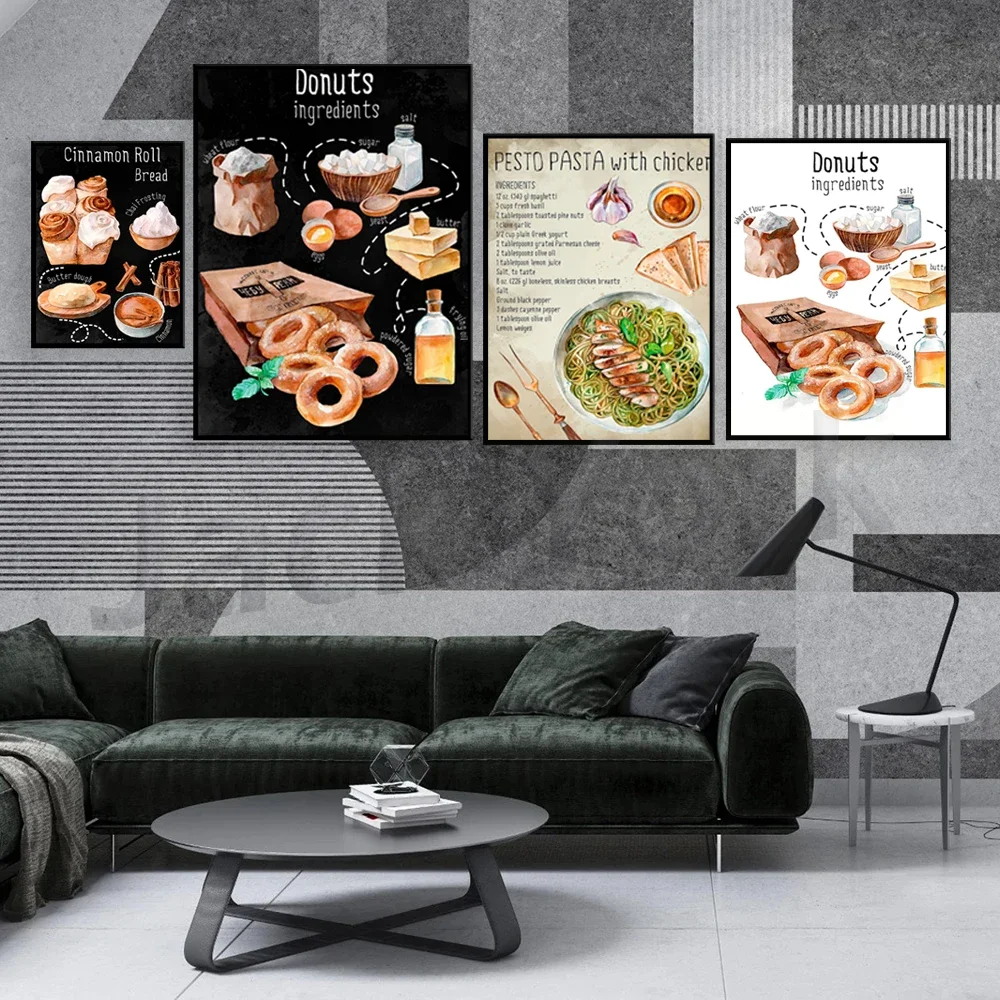 Recipe Kitchen Posters, Set of 2 Recipe Print for Kitchen Wall Decor, Nursery Wall Art