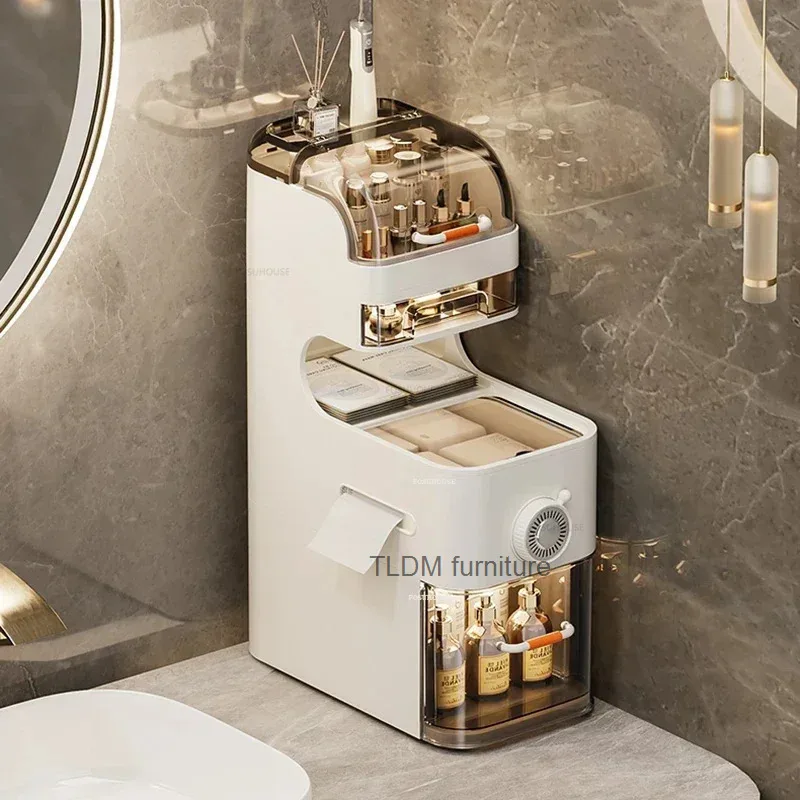 Nordic Drawer-type Gap Cabinet Designer Bathroom Cabinets Modern Bathroom Furniture Home Rack Desktop Storage Cabinet with Light