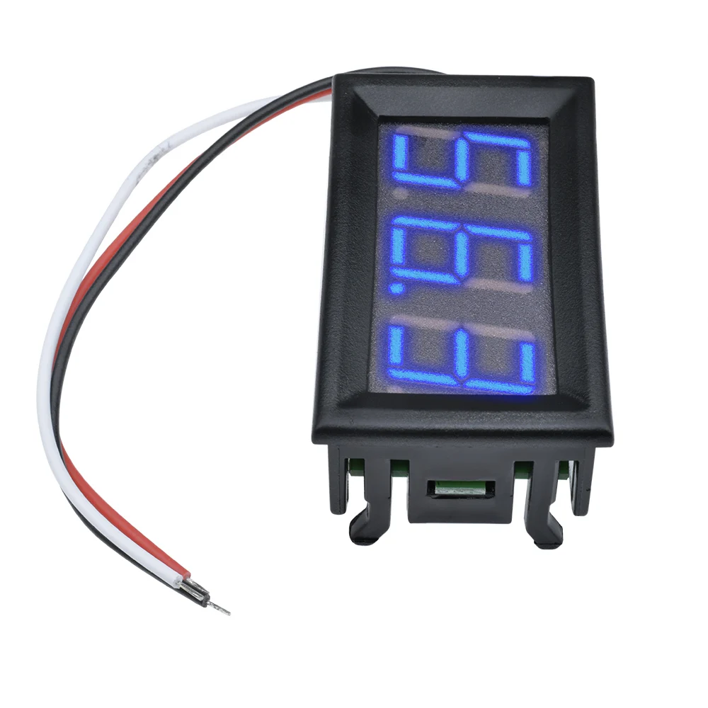 Pengukur voltase Voltmeter Digital LED 0.56 "3 kabel, pendeteksi voltase sepeda motor mobil, Monitor kapasitas DC0-100V merah hijau biru